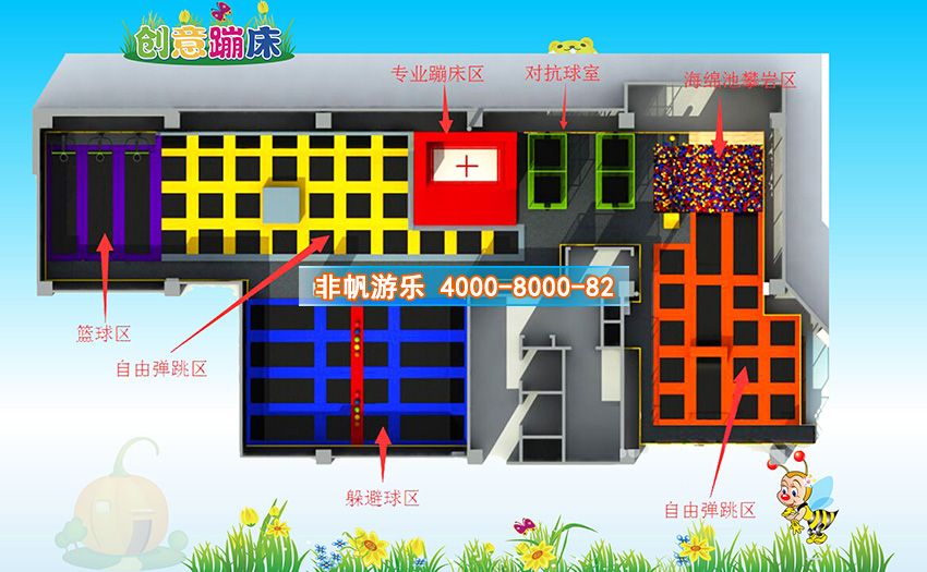 兒童淘氣堡創(chuàng)意蹦床主題運動樂園